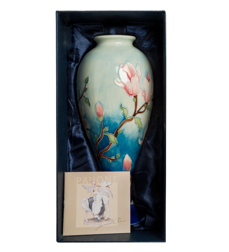 Фарфоровая Ваза для цветов Цветущая Сакура Pavone JP-97/50, фотография в упаковке