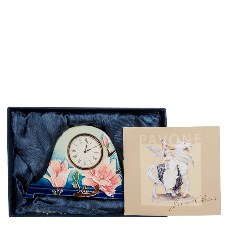 Настольные Часы из фарфора цветущая сакура Pavone JP-97/ 8, фотография в упаковке