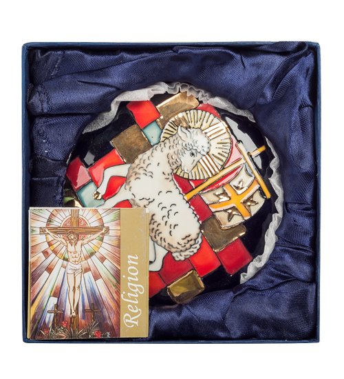 Шкатулка из фарфора Агнец Божий Pavone JP-40/ 2, упаковочный вид