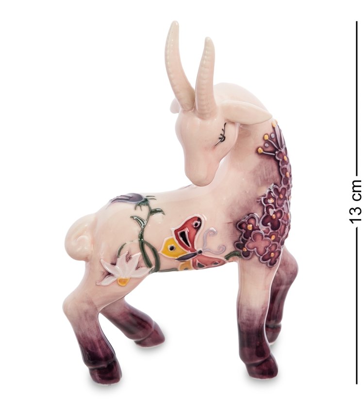 Статуэтка из фарфора Грациозная Коза с сиренью и бабочками Pavone JP-71/35