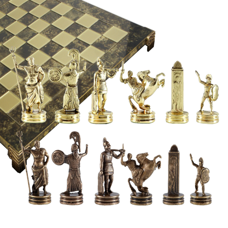 Шахматы на коричневой доске Троянская война Manopoulos MP-S-4-C-36-BRO