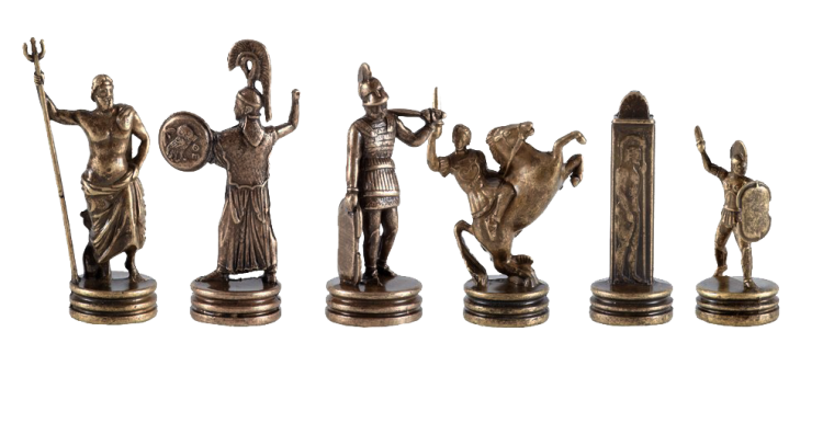 Шахматы на коричневой доске Троянская война Manopoulos MP-S-4-C-36-BRO, все бронзовые фигуры