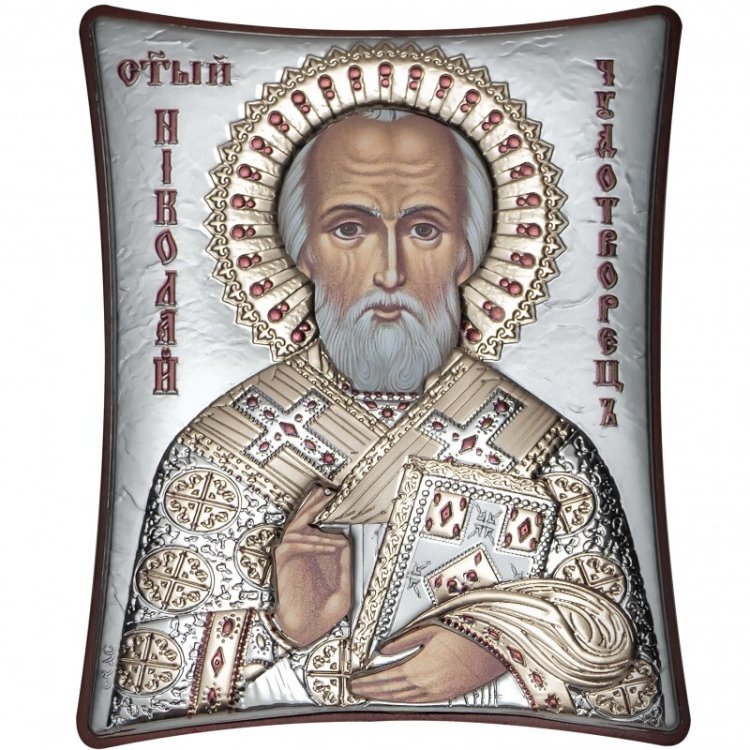 Икона Николай Угодник в коричневой рамке, Размер 11x14 см Slevory 136TBR1FWC