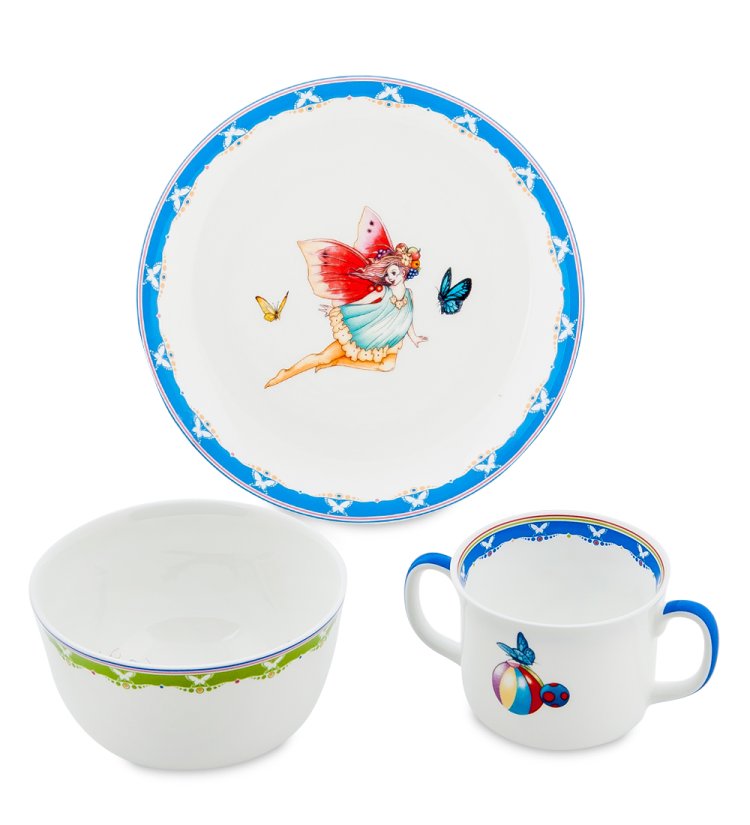 Детский набор посуды на 1 персону из фарфора Красивый Эльф Pavone JK-165