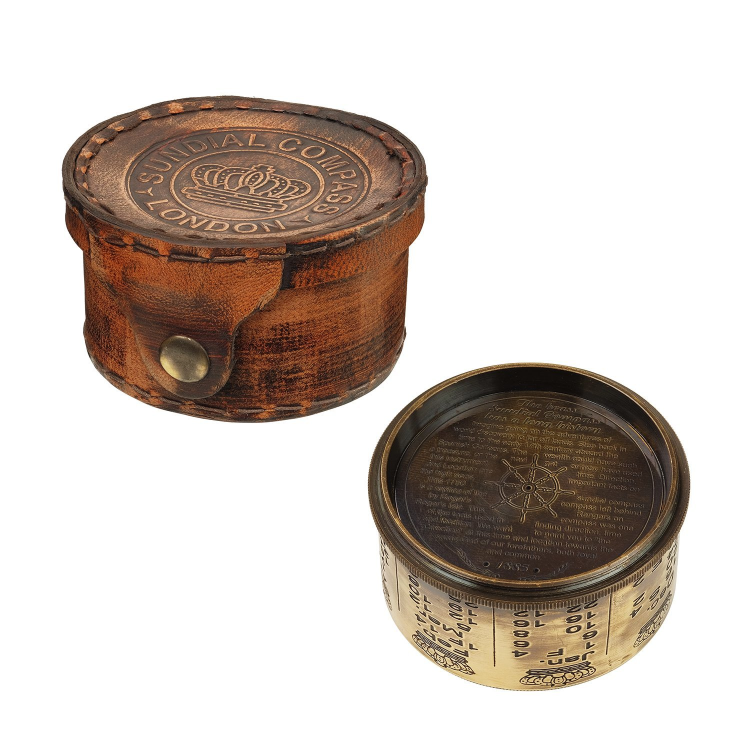 Компас с солнечными часами Drum Sundial Compass, компас в сборном виде и футляр