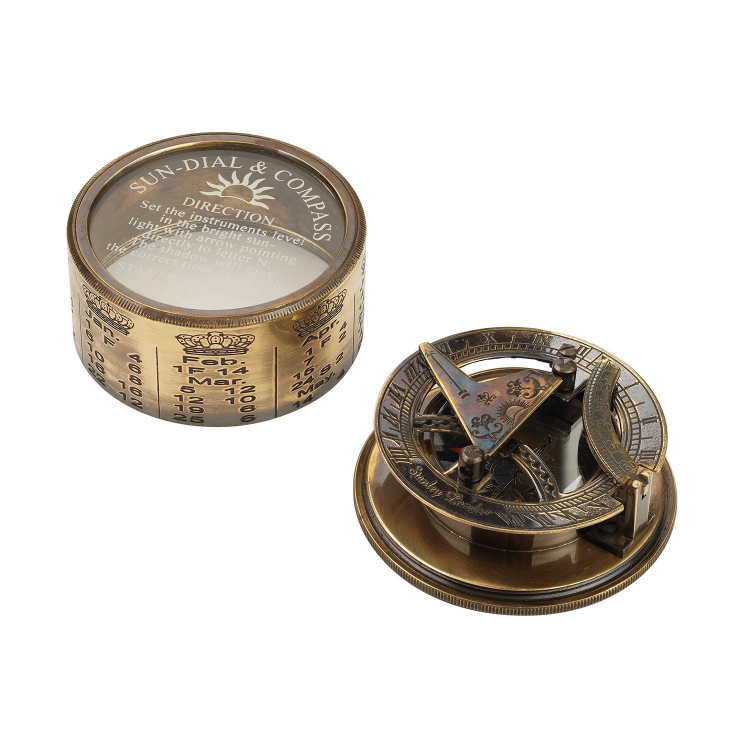 Компас с солнечными часами Drum Sundial Compass, компас в разборном виде