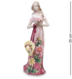 Статуэтка из фарфора Девушка в розовом платье с шляпкой