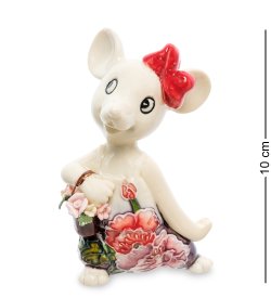 Статуэтка из фарфора Мышка с цветами в корзине