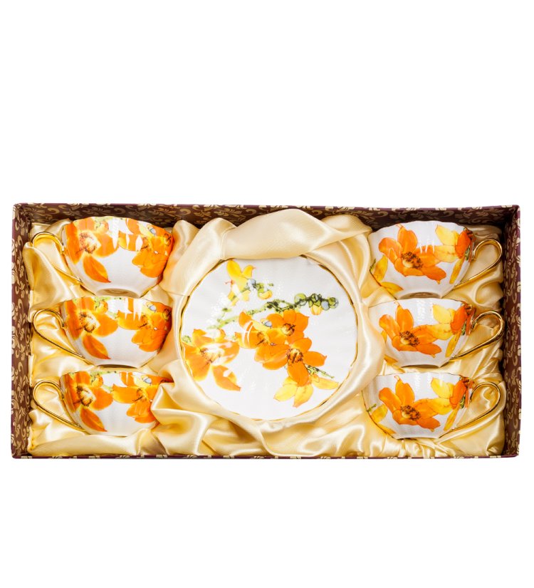 Чайный сервиз из фарфора на 6 персон Фиор Элеганта Pavone AS-68, фотография в упаковке