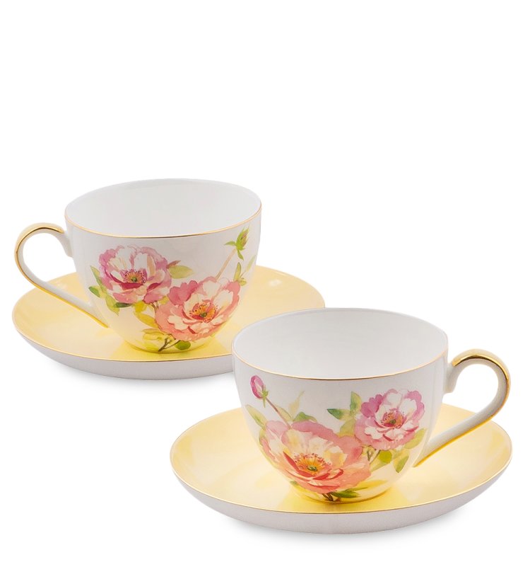 Чайный набор на 2 персоны из фарфора Пионы Pavone JK- 79
