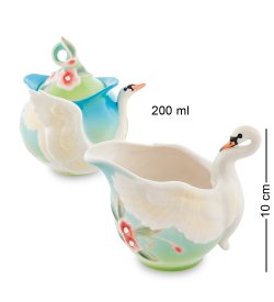 Набор сахарница и молочник из фарфора Лебеди