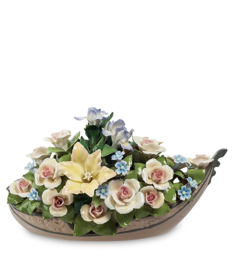 Композиция из керамики Лодка с цветами Pavone CMS-33/63, фотография сбоку