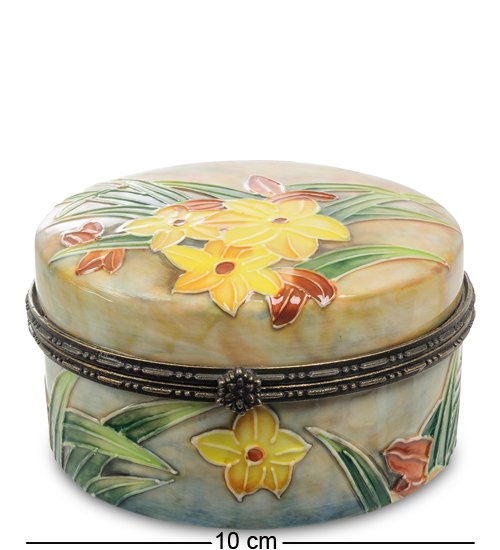 Шкатулка из фарфора Желтый Букет Pavone JP-850/ 4, вид профиль