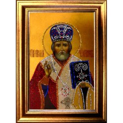 Икона с кристаллами Swarovski - Николай Чудотворец