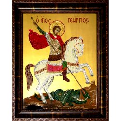 Икона с кристаллами Swarovski - Георгий Победоносец