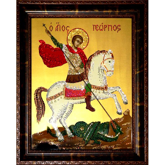 Икона с кристаллами Swarovski - Георгий Победоносец