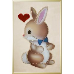 Картина Зайчик с любовью c кристаллами Swarovski