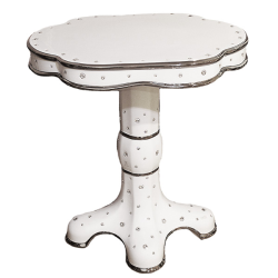 Столик овальный белый с платиновой отделкой Стиль Барокко
