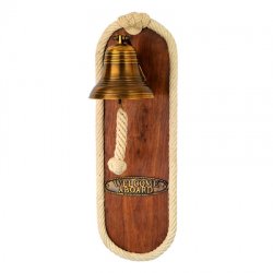 Корабельная рында на деревянном панно - Диаметр 15 см