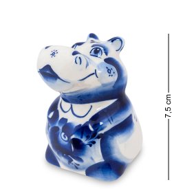Фигурка Бегемотик Голубая гжель