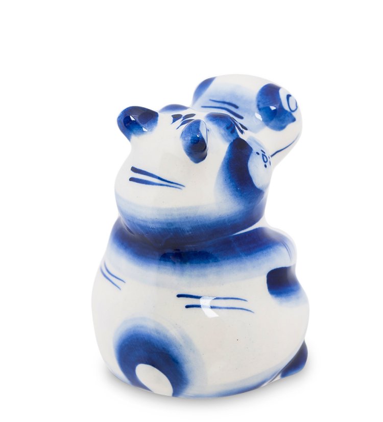 Фигурка Бегемотик Голубая гжель ГЛ-118, фотография со спины