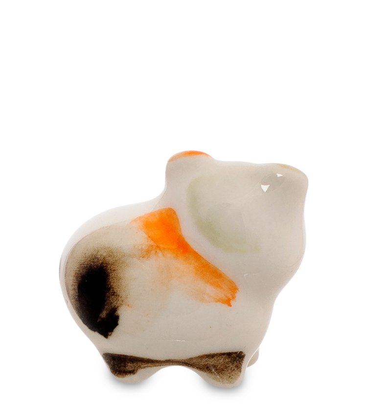 Фигурка маленькая свинка Цветная гжель ГЛ-491, фотография со спины