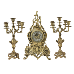 Бронзовые каминные часы с канделябрами Луи XIV