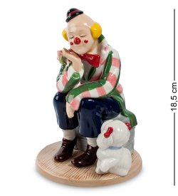 Статуэтка из фарфора Задумчивый клоун с собачкой