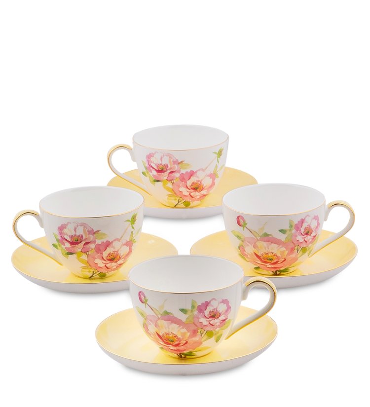 Чайный набор на 4 персоны из фарфора Пионы Pavone JK- 80