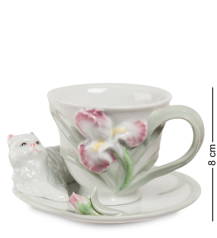 Чайная пара из фарфора Котенок с ирисом Pavone CMS-04/ 2