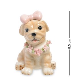 Статуэтка из фарфора собачка с ошейником цветов