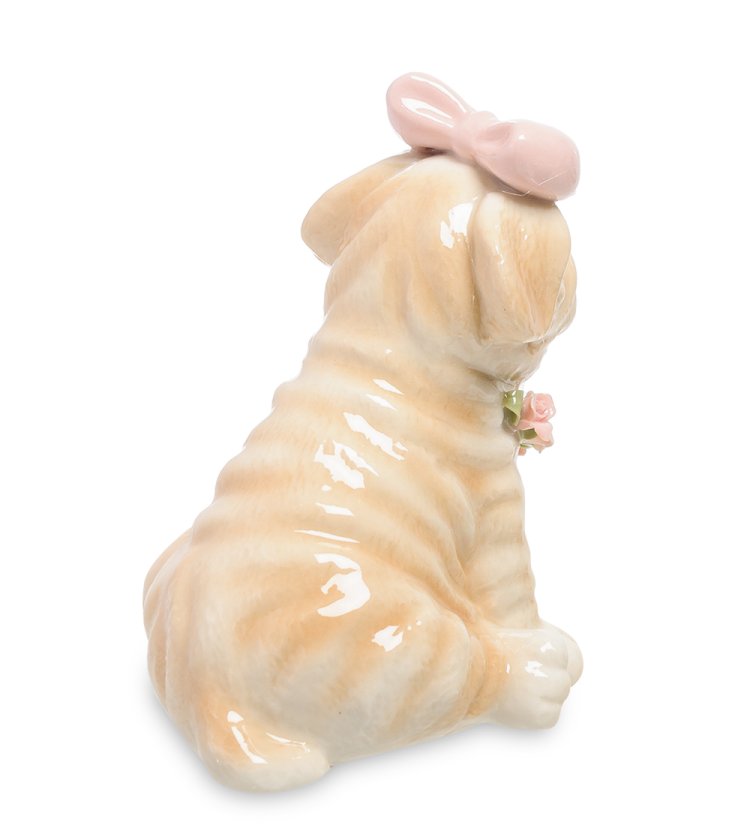 Статуэтка из фарфора собачка с ошейником цветов Pavone CMS-59/ 7, фотография со спины