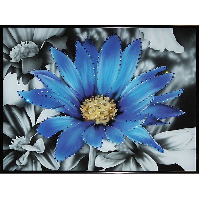 Картина Контраст цвета-Ромашка c кристаллами Swarovski