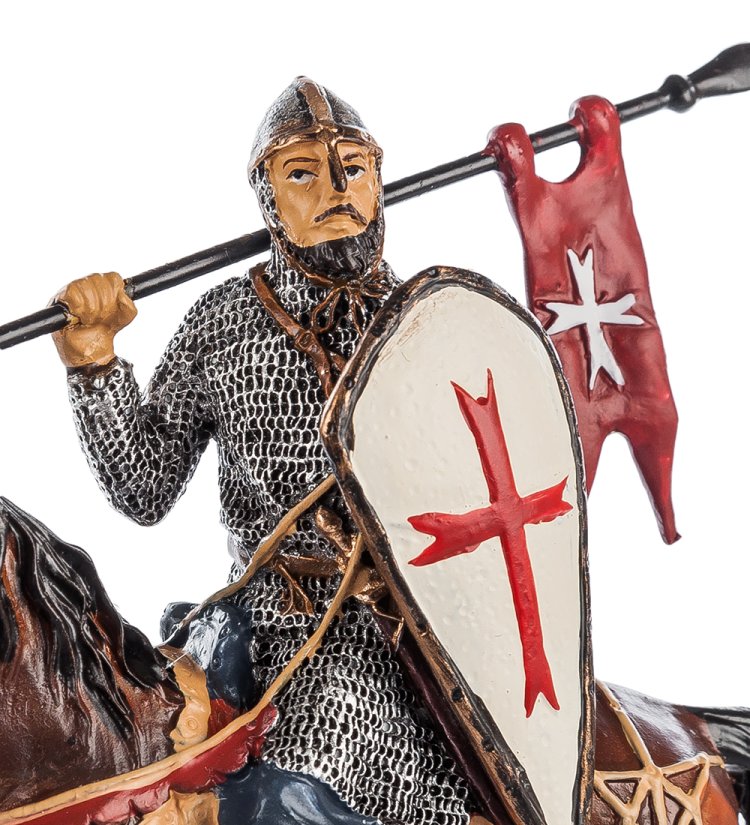 Статуэтка Конный рыцарь крестоносец с щитом Veronese WS-818, портретный вид