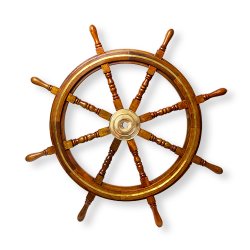 Корабельный штурвал из дерева с декоративной вставкой