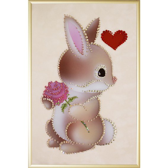 Картина Зайка с любовью c кристаллами Swarovski