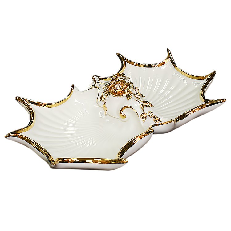 Менажница на 2 секции в виде Раковины с золотым декором Bruno Costenaro ST702/1-BO