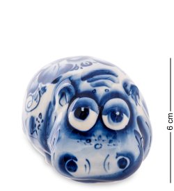 Статуэтка Бегемот Голубая гжель