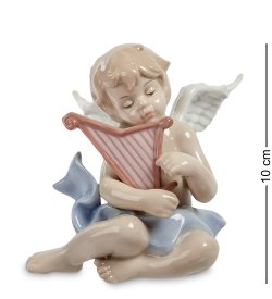 Статуэтка из фарфора Ангелочек музыкант с арфой