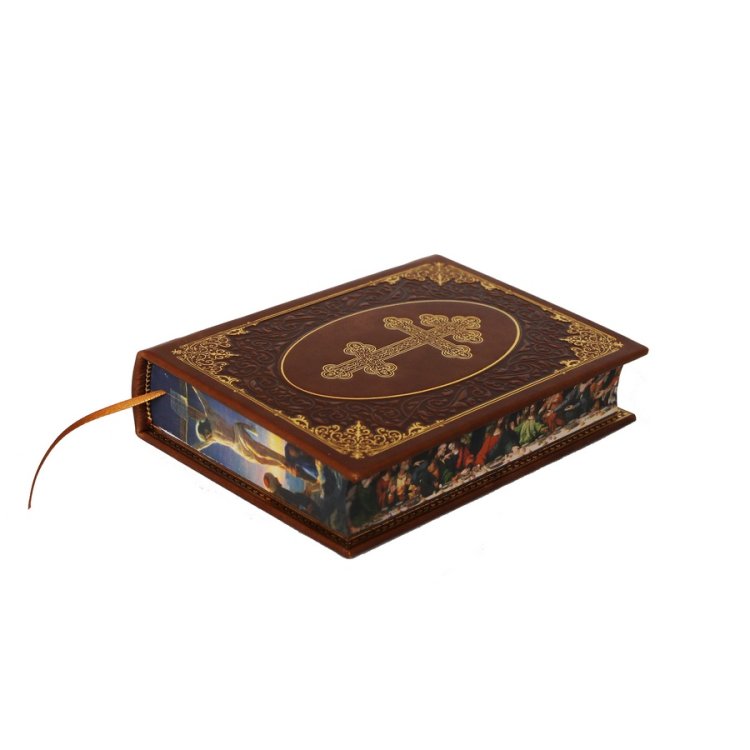 Подарочный набор Молитвослов в кожаном переплете с иконой Ангел Хранитель BG1367K, фотография сбоку книги