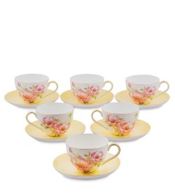 Чайный набор на 6 персон из фарфора Пионы