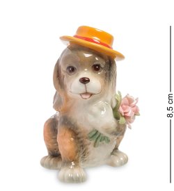 Статуэтка из керамики собачка джентльмен с букетом