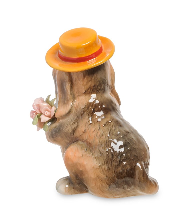 Статуэтка из керамики собачка джентльмен с букетом Pavone CMS-60/19, фотография со спны