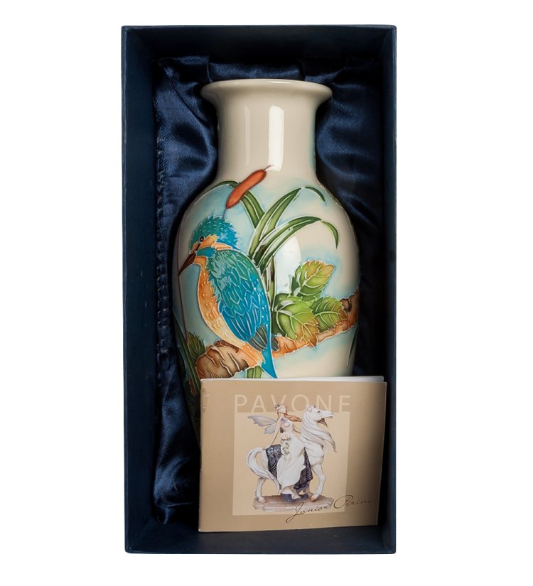 Ваза для цветов из фарфора Птичка на ветке Pavone JP-97/53, фотография в упаковке