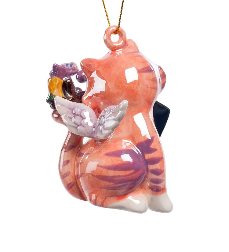 Подвесная Статуэтка из керамики Розовая Кошка Pavone CMS-31/37, фотография сбоку