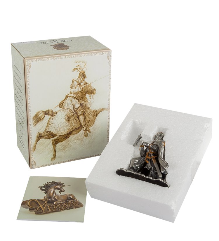 Статуэтка Рыцарь крестоносец в серебре Veronese WS-819, упаковочный вид