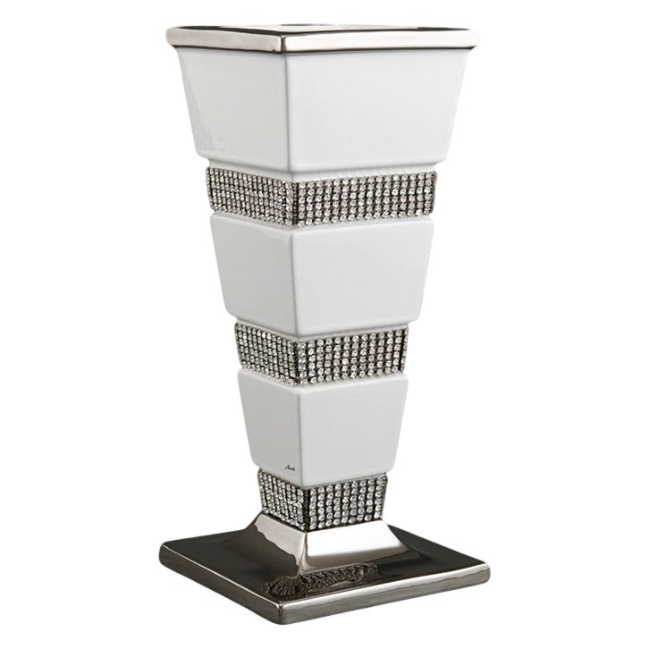 Ваза для цветов Белая с кристаллами Сваровски Precision