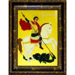 Икона с кристаллами Swarovski - Георгий Победоносец