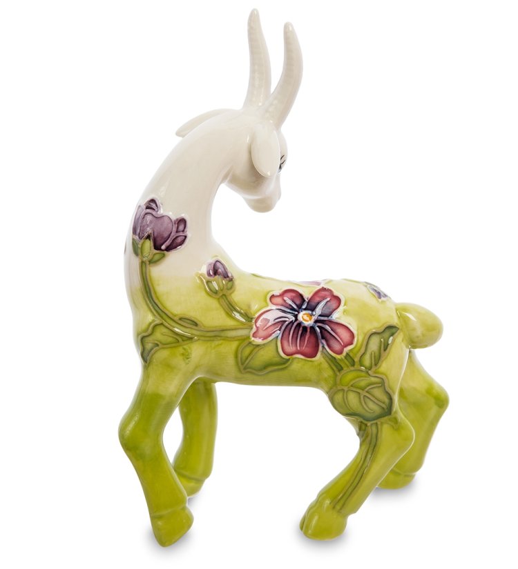 Статуэтка из фарфора Грациозная Коза в зеленом декоре Pavone JP-71/38, оборотная сторона