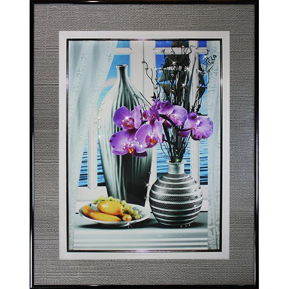 Картина Натюрморт Орхидея c кристаллами Swarovski